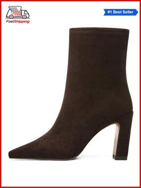 Women's Square Toe Chunky Heeled Ankle Boots Side Zip Block Heel